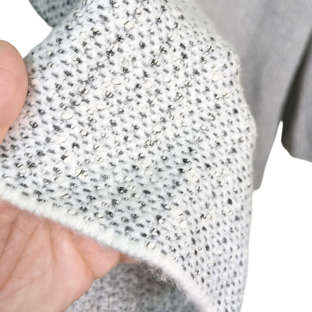 Habitat Tweed Sweater XL Gray Mock Neck Pullover Long Sleeve Textured Button - Picture 5 of 9